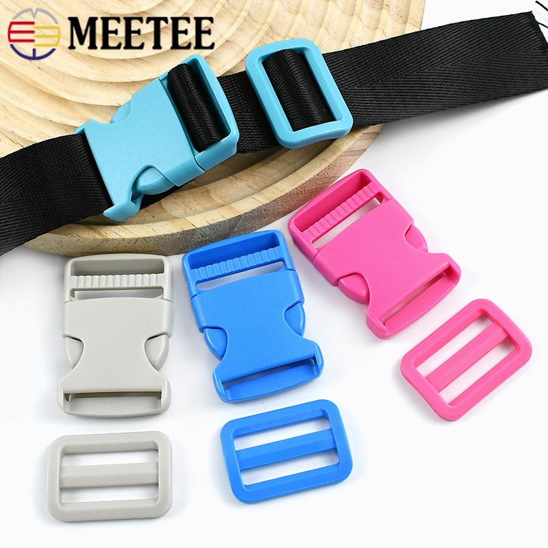 5/10Sets Meetee 25/32/38mm Backpack Belt Buckles Plastic Release Clasp Tri-Glide Slider Ring Hook Safety Clip Buckle DIY Craft