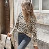 YYFS Damenmode Casual Herbst Winter Leopard Print Langarm O-Ausschnitt Pullover