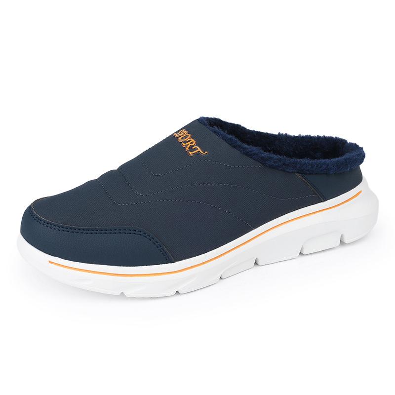 Winter new velvet warm cotton shoes half tray casual shoes thickened slippers lazy shoes lightweight couple