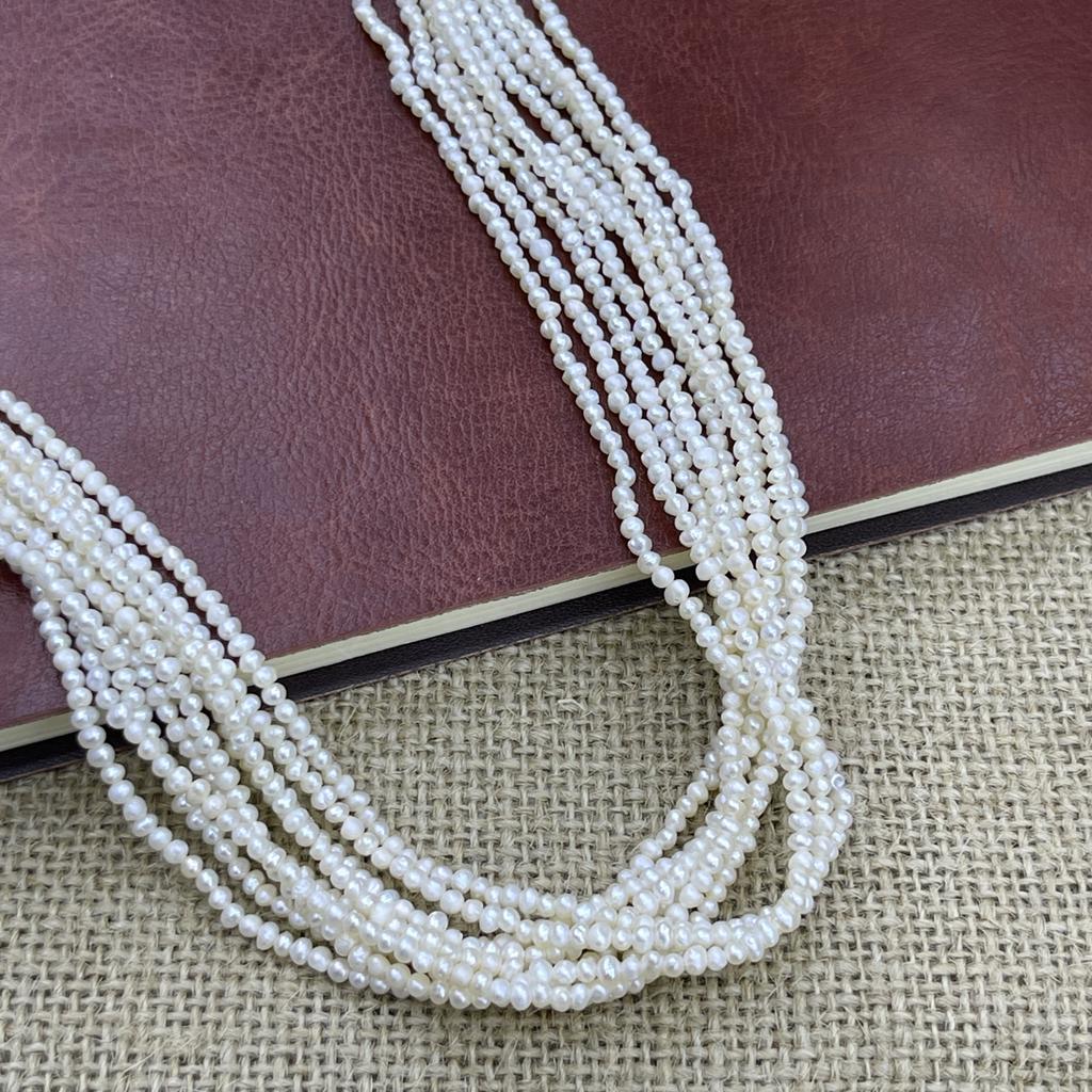 1String, White Natural Freshwater Pearls, Handmade Steamed Bun Pearl Beads for Jewelry Making DIY Crafts (Beads 2-2.5mm, Length 36cm)