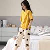 Pajamas Women's Summer, New Spring and Summer Short-sleeved Cute Loose Cropped Pants Loungewear Two-piece Set Summer