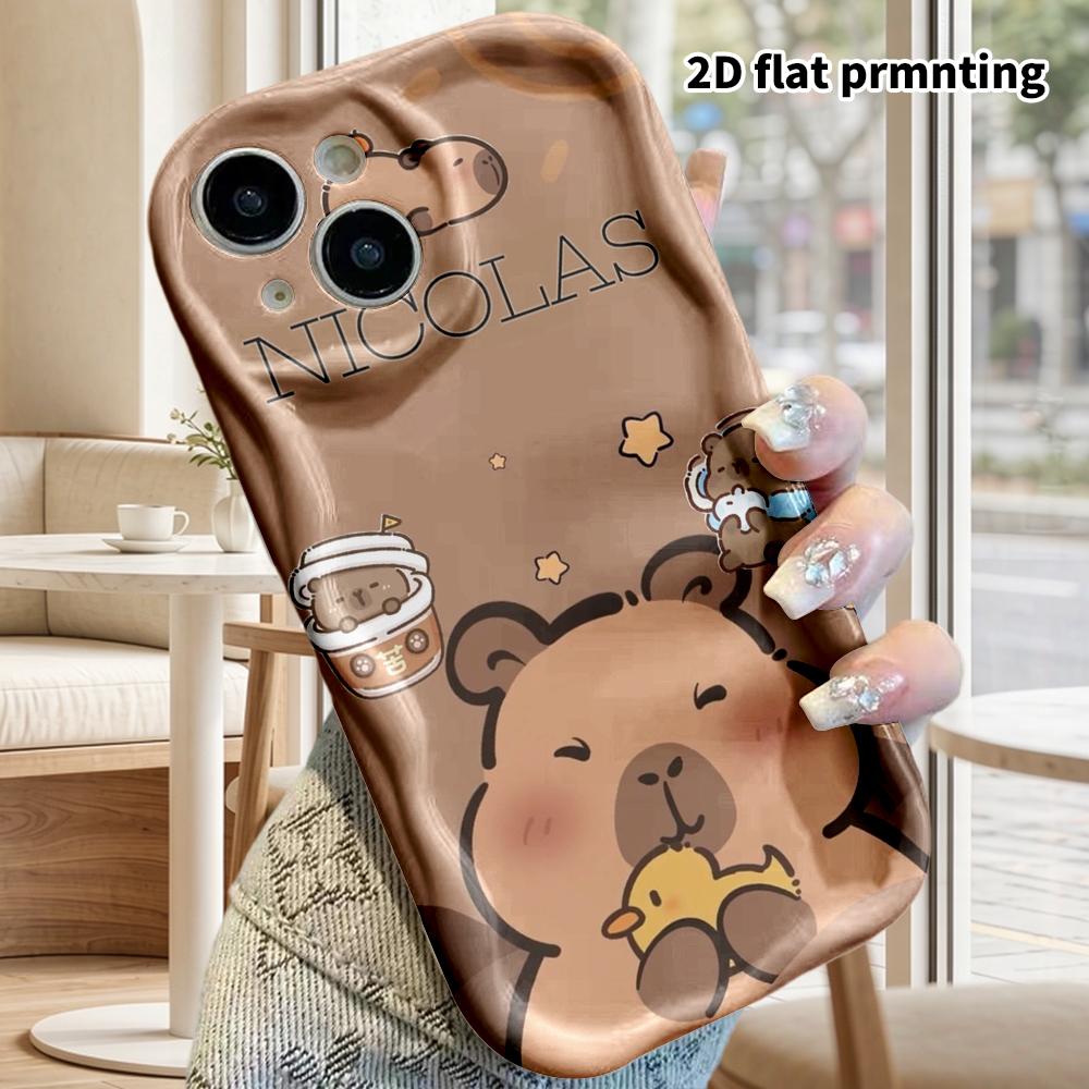 Phone Case: 2D Flat Design Suitable for iPhone 18 17 16 15 14 13 Pro Film Protective Case, Couple Style, Mini Capybara, Christmas and Halloween Gifts