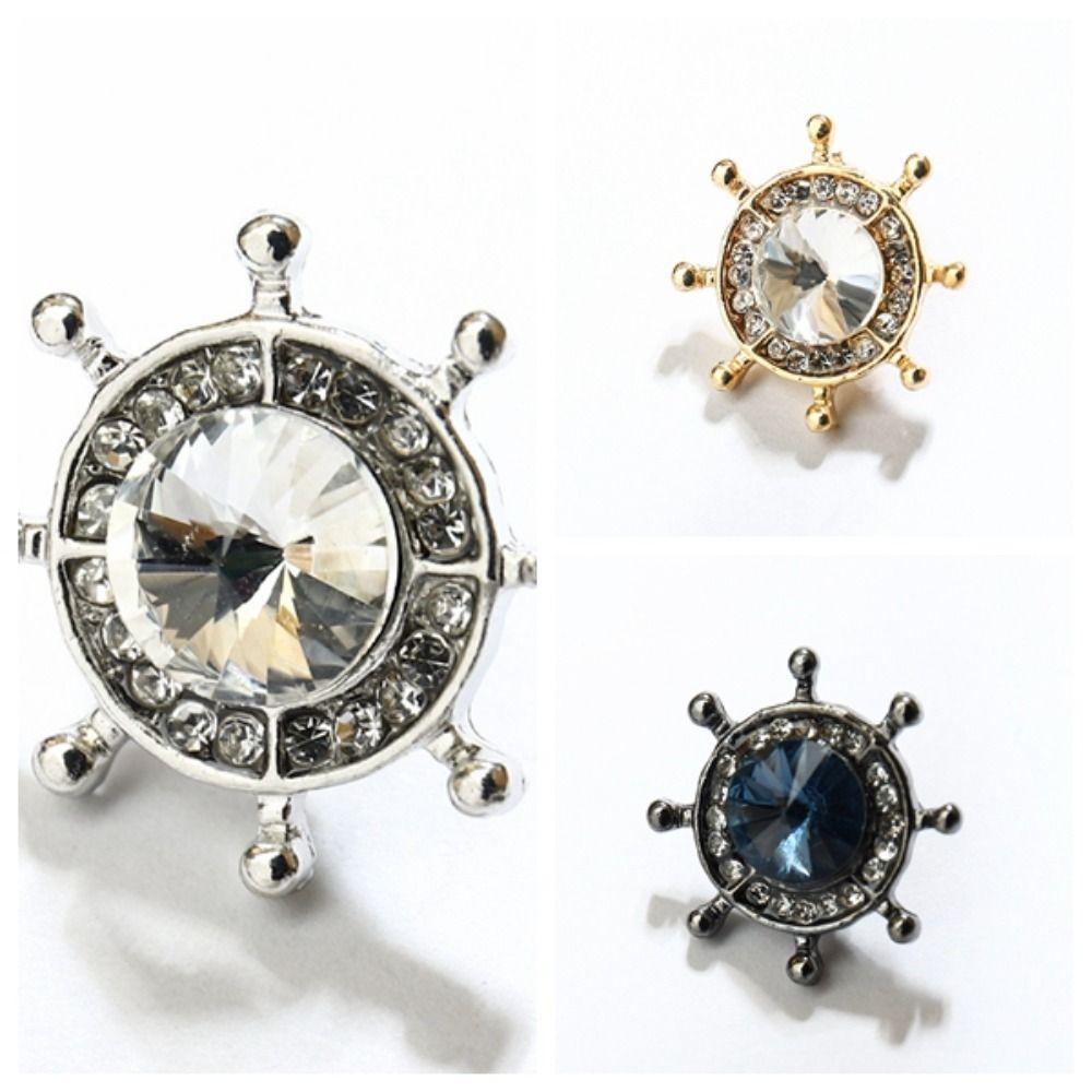 Zinc Zinc Alloy Rudder Collar Brooch Crystal  Cute   Birthday Gift