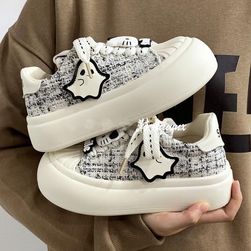 Spring Explosion Ugly Cute Big Head Little White Shoes Children's Platform 2025 New Middle and Older Children's Casual Versatile Sports Shoes