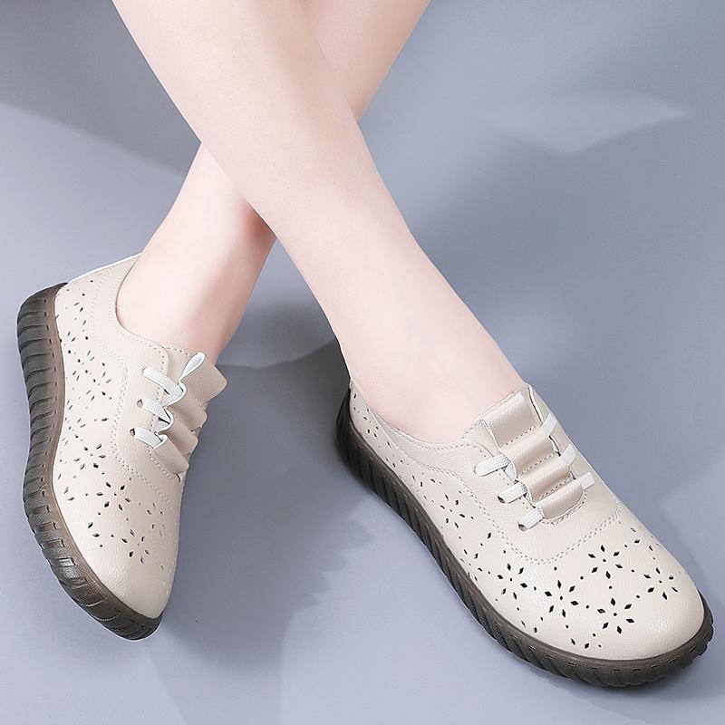 Sneakers Dame Sko Loafers Snøring Lær Flat Ny Vår Uformell komfortabel Mamma Sko Mujer Zapatos Chaussure Femme