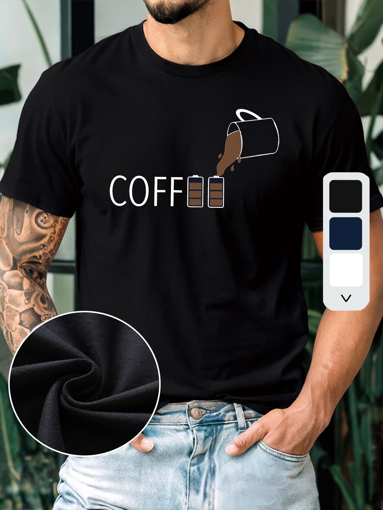 Cotton Blend T-shirt - Summer Casual Sports Tee with Coffee Cup Graphic S