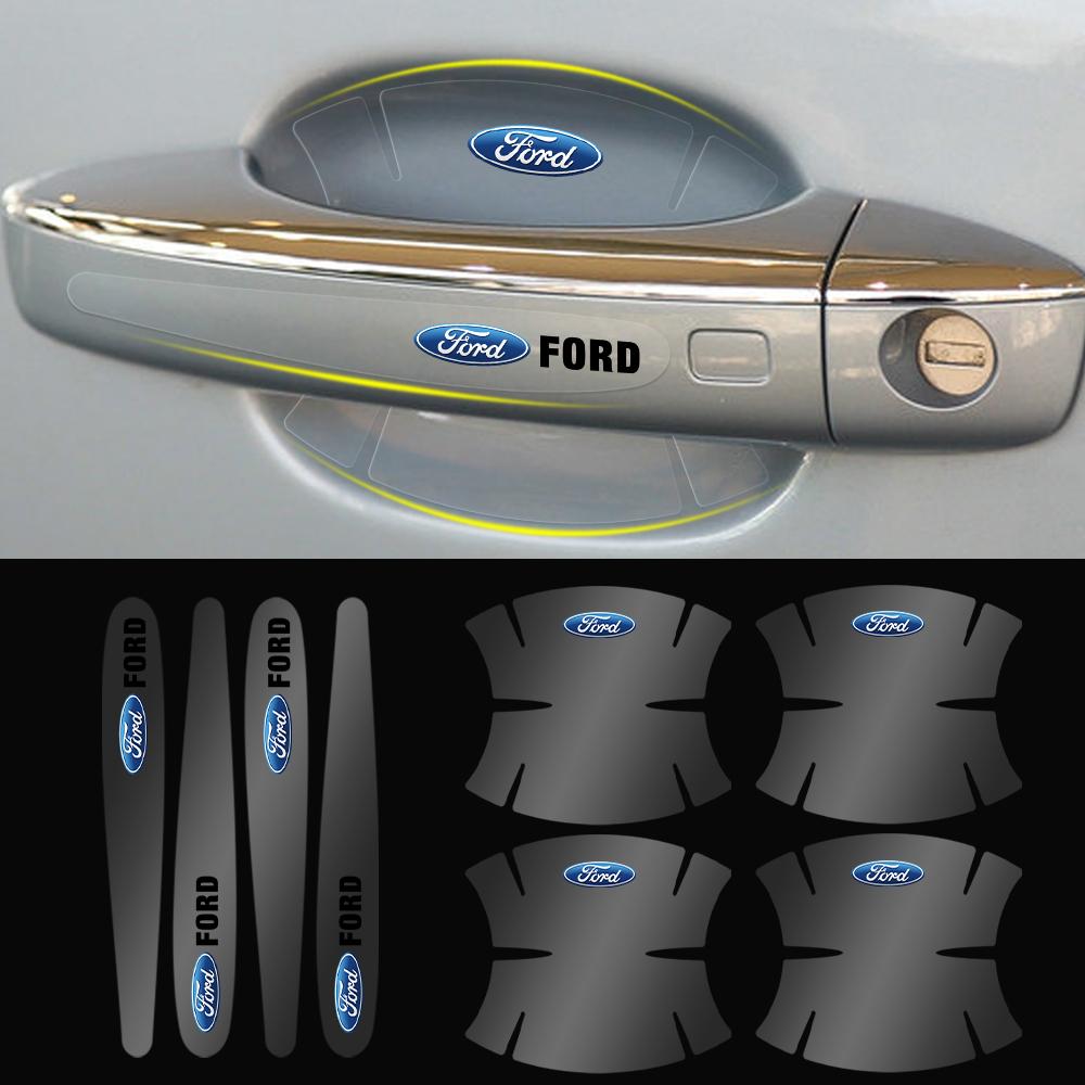 8pcs Transparent Car Door Handle Bowl Anti-Scratch Protector Film Sticker Auto Accessories For Ford Focus Mustang Fiesta Kuga ST