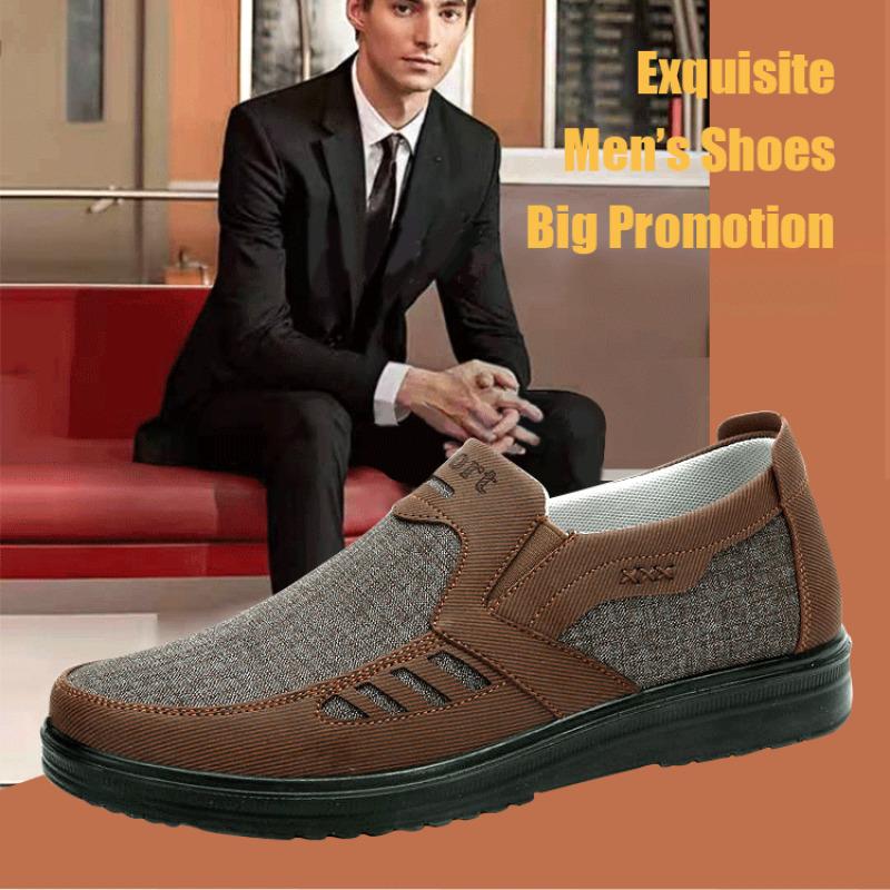 Mens Canvas Slip On Loafer Orthopedic Pain Relief Breathable Soft Sole Flats Shoes Outdoor Lightweight Non-slip Walking Shoes