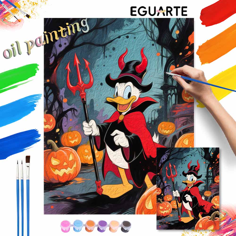 Disney Donald Duck halloween pumpkin oil painting art kit handmade painting diy home decoration