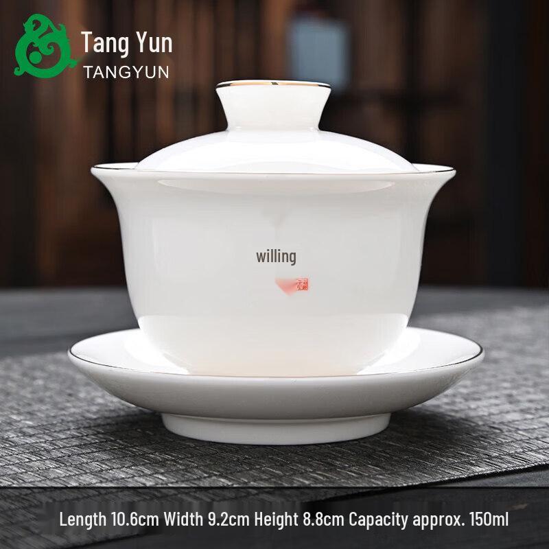 Dehua White Porcelain Sancai Lidded Tea Bowl