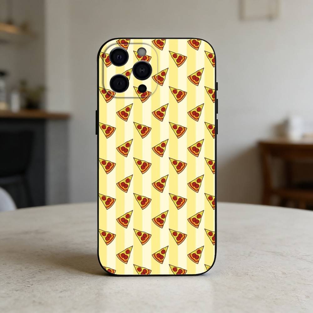 delicious cartoon pizza Phone Case For iPhone 17,16,15,14,13,12,11 Plus,Pro Max,SE4Soft Silicone Black Cover