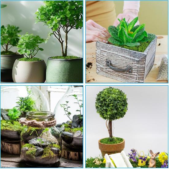 Artificial Moss for Crafts - 5.3oz Fake Moss for Potted Plants Indoor, Fairy Garden Decor, Model Making, Walls, Glass Containers | Realistic Faux