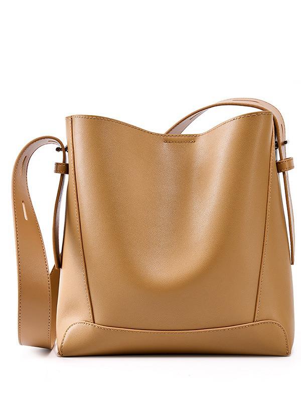 Premium Women's Genuine Cowhide Leather Bucket Bag 2026 - Large Capacity, Single Shoulder & Crossbody