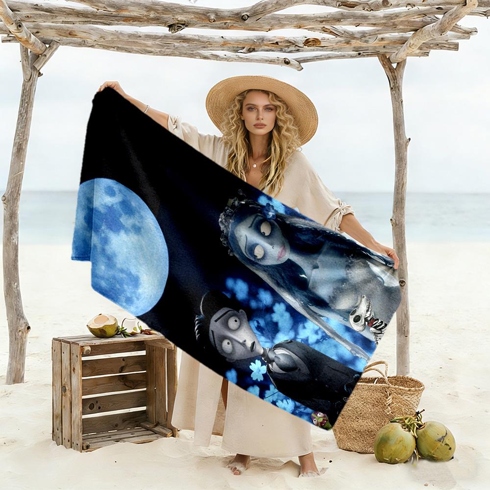 Corpse Bride Gothic Portraits Beach towel for beach travel Portable Seaside vacation Bath Accessory Perfect Gift for Valentine's Wedding Birthday