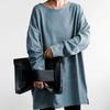 Autumn Minimalist Mid Length Long Sleeved T-shirt for Women Loose Casual Round Neck Pullover Solid Color Base Shirt T-Shirts Women’s