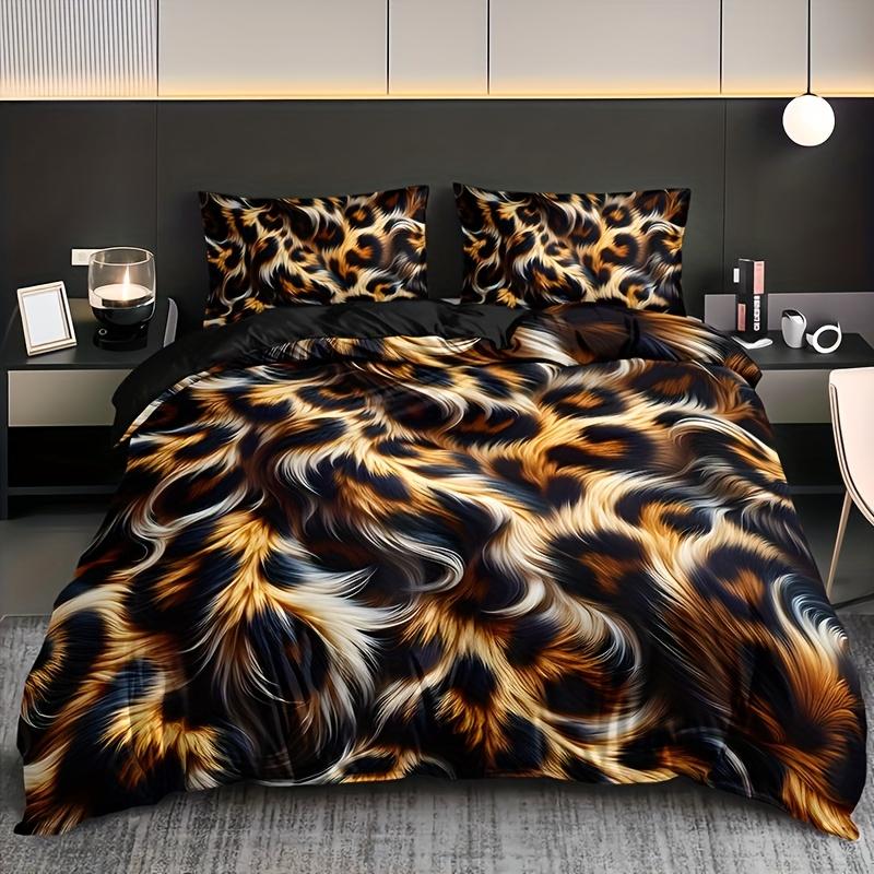 

Fashionable Leopard Print Duvet Cover Set Machine Washable All-Season Comfort For Home Dormitory Decor Dormitory Decor 90X200cm