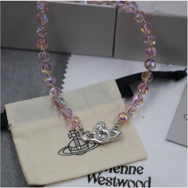 Empress Dowager Crystal Pink Diamond Saturn Necklace Bracelet - Ouyang Nana Celebrity Style