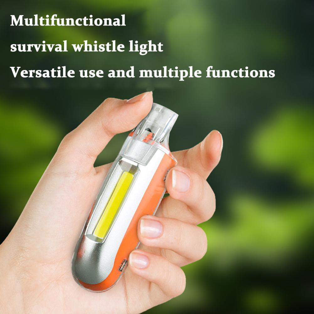 Sifflet Lumineux Multifonctionnel LED Lampe Torche Portative COB pour Camping Réglage 3 Vitesses Lampe Torche Sifflet d'Urgence