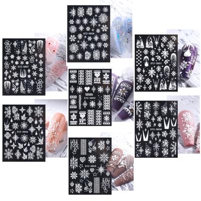 Snowflake Nail Art Stickers 3D Christmas Theme Nail Tips Decals Christmas Snowflakes Leaf Designs Adhesive Sticker