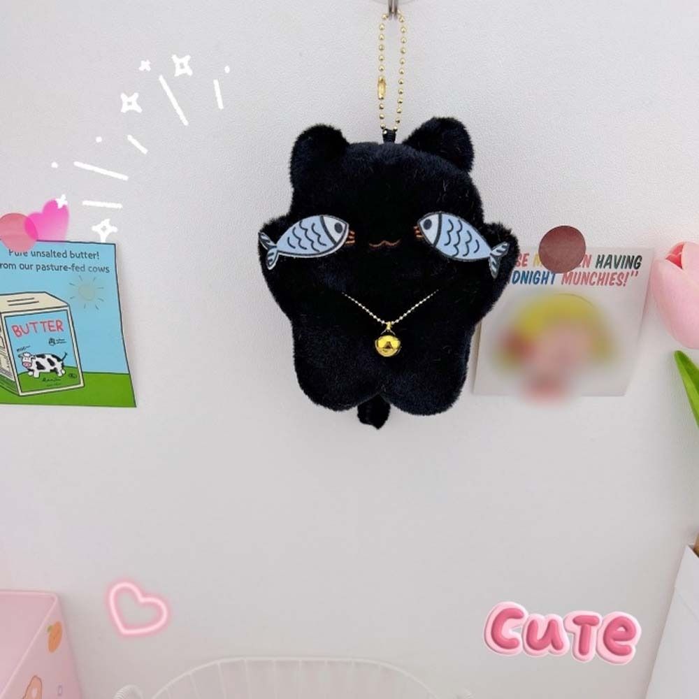 

Милая мягкая кукла плюшевая рыбка кошка брелок тайяки рыбка кошка мультяшная кошка подвеска подарок для детей Black-Chain