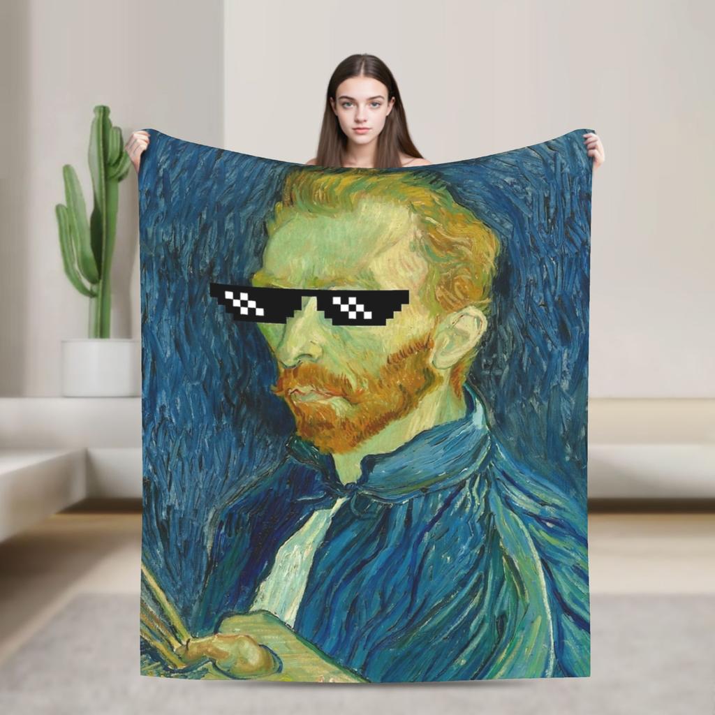 Vincent Van Gogh Cafe Terrace At Night Blanket  Soft Warm Plush Throw Blanket For Home Decor Picnic Flannel Bedspread Bed Cover