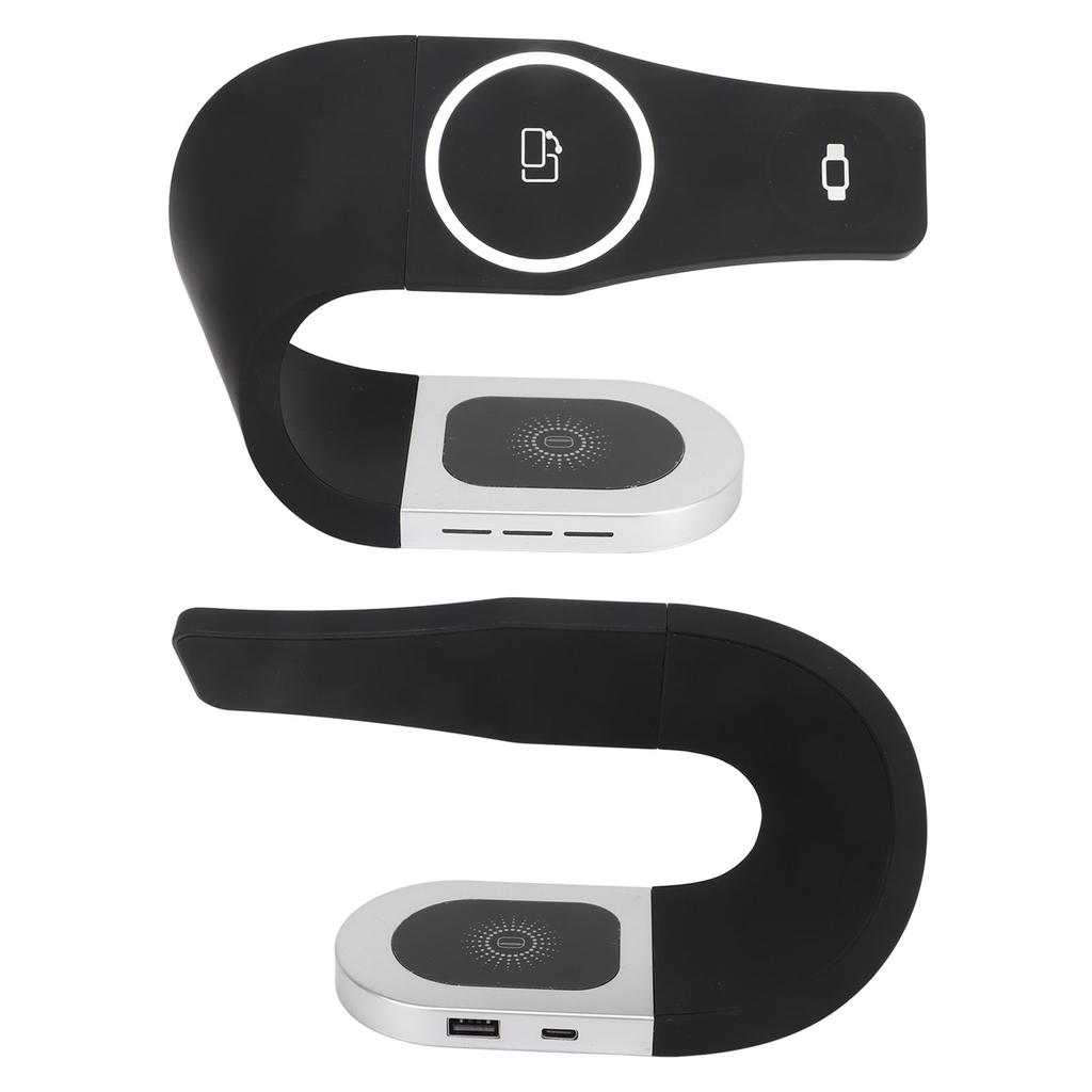 Wireless Charger Stand 4 In 1 15W Fast Charging Magnetic Phone Charging Bracket for Cell Phone Watch Headphone Black