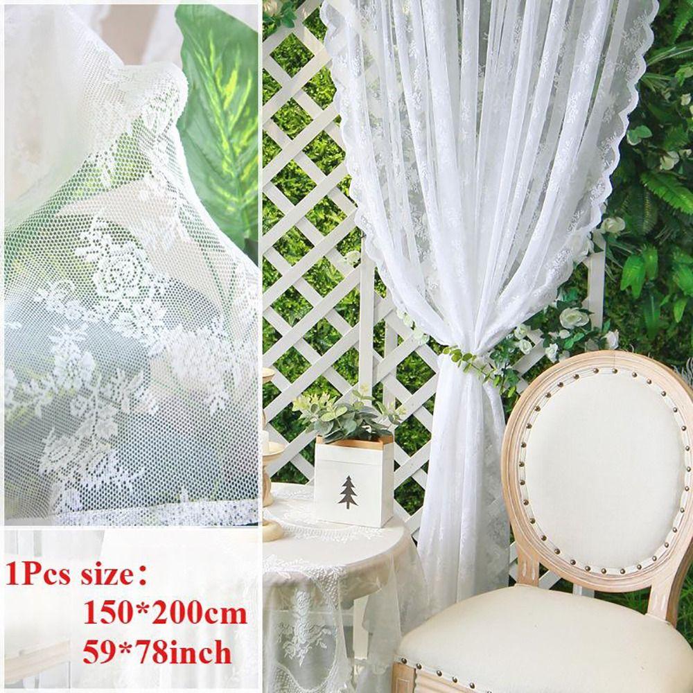 1Pcs Floral Embroidered Sheer Curtain Rod Pocket Window Drape Shades  Living Room Decoration
