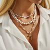 4Pcs/set Bohemia Fishtail Bow Pendant Necklace Women Y2K Exquisite Pearl Handmade Beaded Chokers Neck Chain New Jewelry