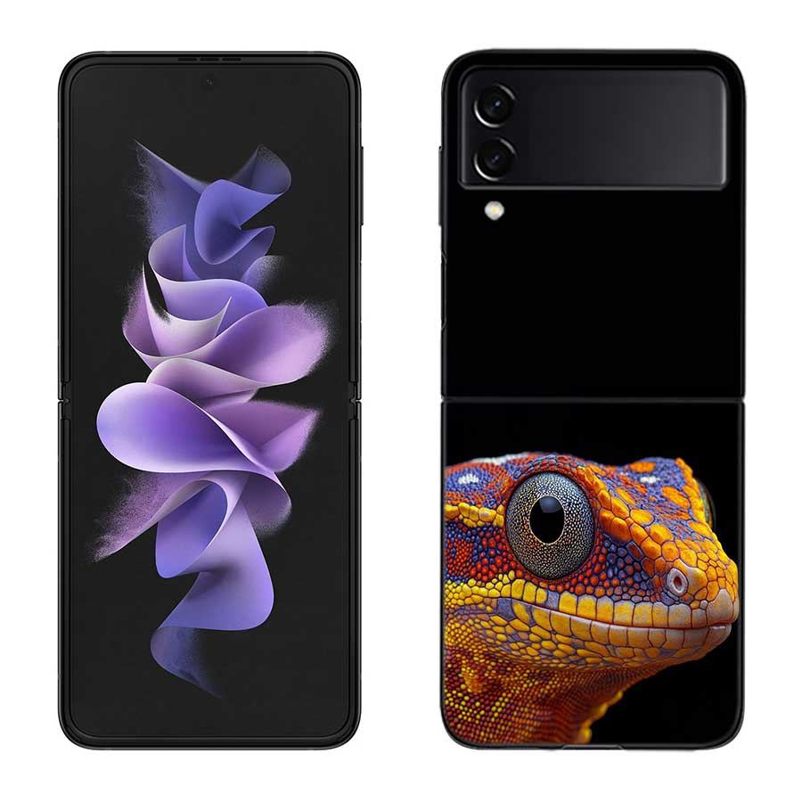 Lizards and Geckos Have Big Eyes Phone Case For Samsung Z Flip 7 6 5G Galaxy Z Flip 5 4 3 Black Hard Cell Cover Luxury PC Shell