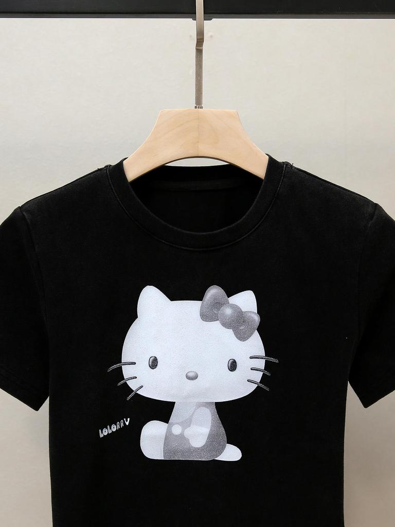 Women's Autumn French Style Printed Round Neck T-Shirt