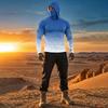 Men Raglan Sleeve Gradient Hooded Long Sleeve Sun Shirt Lightweight Pullover with Thumb Holes for Outdoor Activities