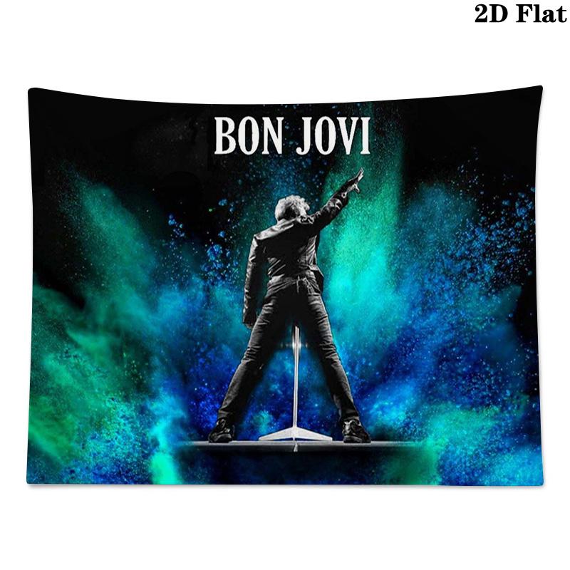 Bon Jovi Band Wall Tapestry Aesthetic Wall Hanging Printed Fabric Blanket Decorative Tapestries for Bedroom Living Room Home Decor
