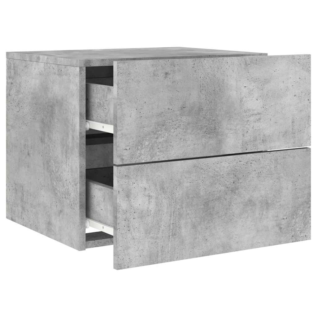 Wall Mounted Nightstand with RGB LED Lights Concrete Grey
