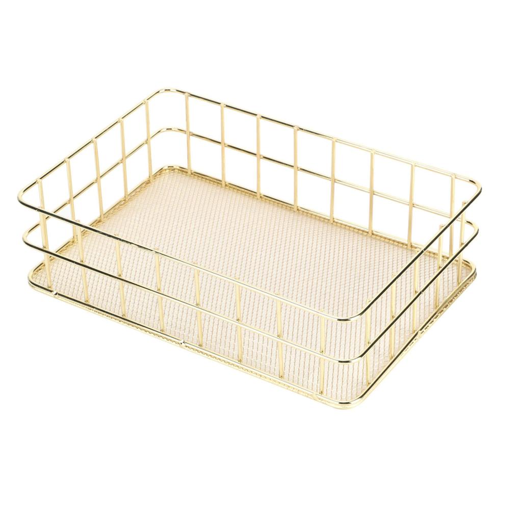 Coș de Depozitare din Fier Auriu Multifuncțional din Plasă Metalică Organizator de Depozitare pentru Birou pentru Acasă