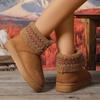 Large Size Cotton Shoes for Women, Winter Ethnic Style, Worn Outdoors with Warm Fleece and Thick Soled Snow Boots