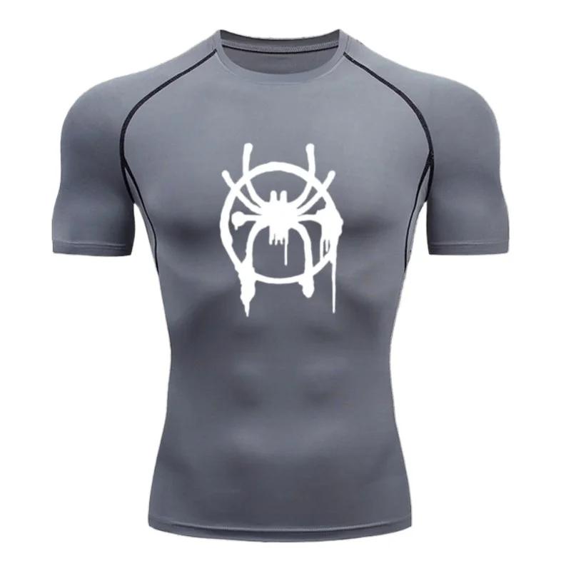 Men's Quick-drying Short-sleeved High Elasticity Gym Running Fashion Workout T-shirt Training Sports Compression Slim Tight Fit Top