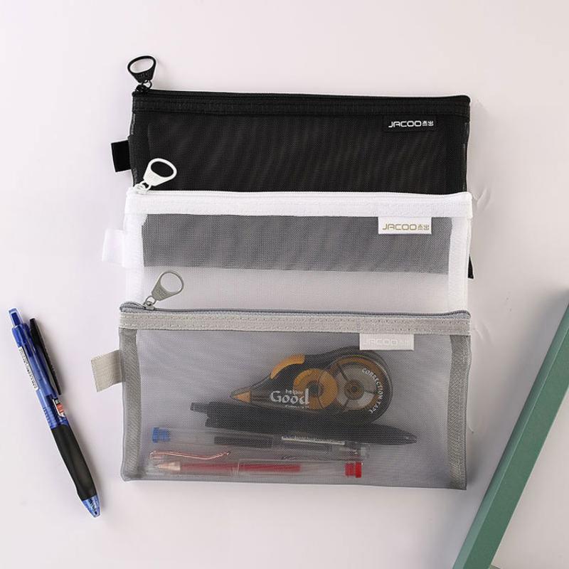 Small Visible Mesh Nylon Cosmetic Bags Brushes Lipstick Makeup Organizer A6 22x11.5cm Students Stationery Pencil Case Card Pouch