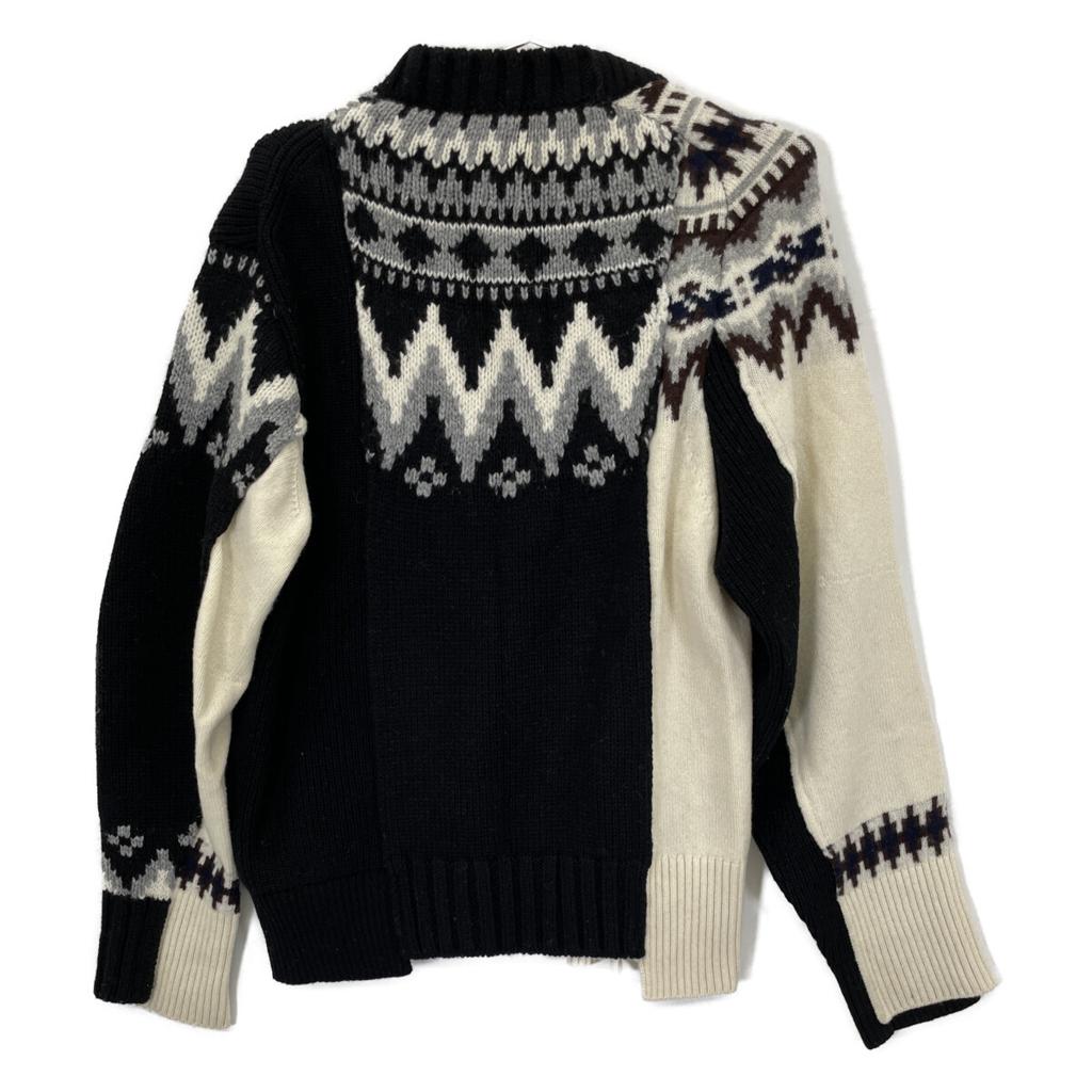 sacai 21-02776M Black x White Rider's Zip Knit tops 1 Black x IvoryUsed