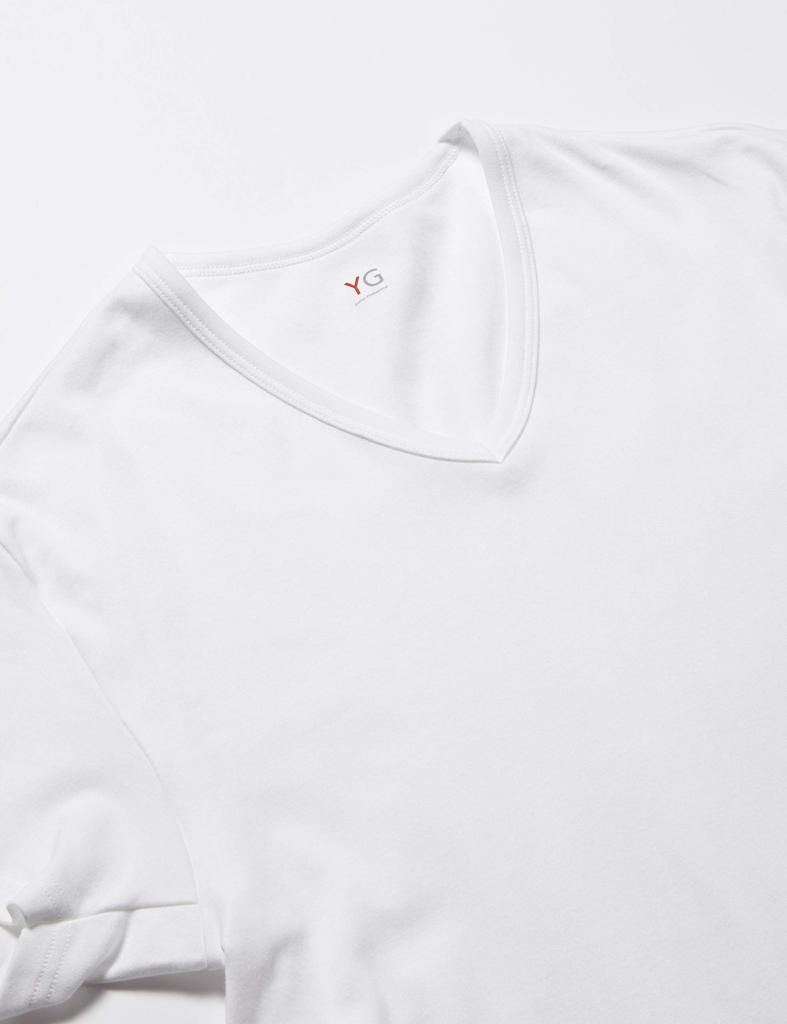 Gunze YG Cotton Short Sleeve Size L to Japanese Size Men's 100% Double-Hot V-Neck Undershirt, White, (Equivalent L)