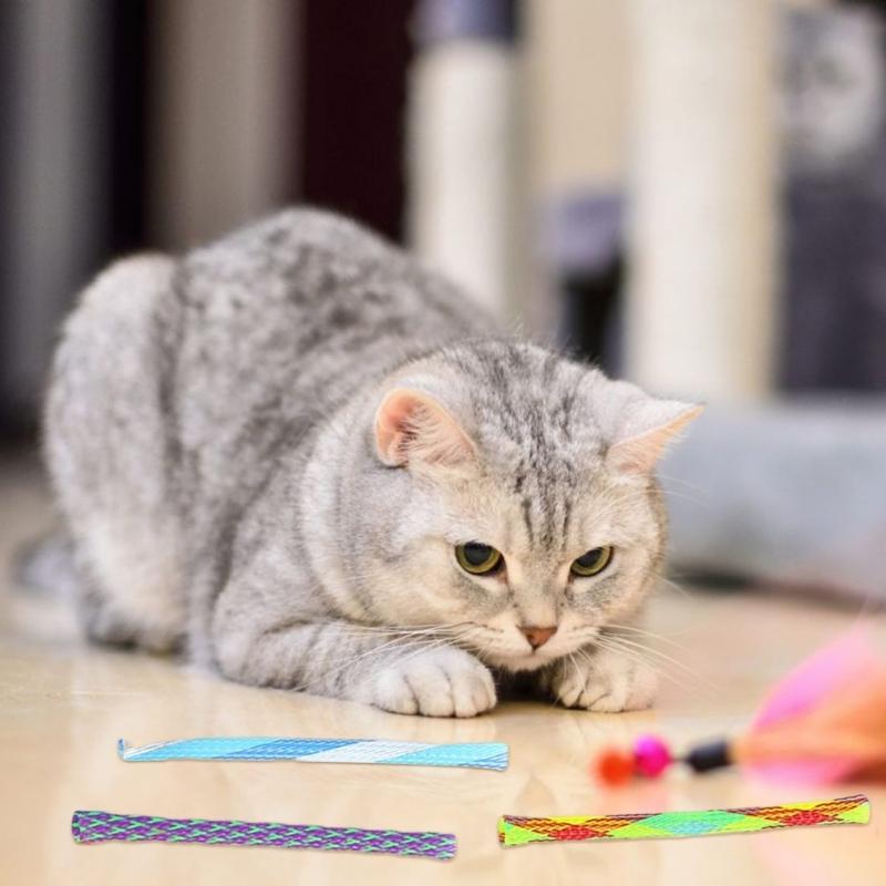 25Pcs Kitten Chew Toy Teething Soft Woven Cats Toy Interactive Attractive Woven Tube Shape Teething Toy