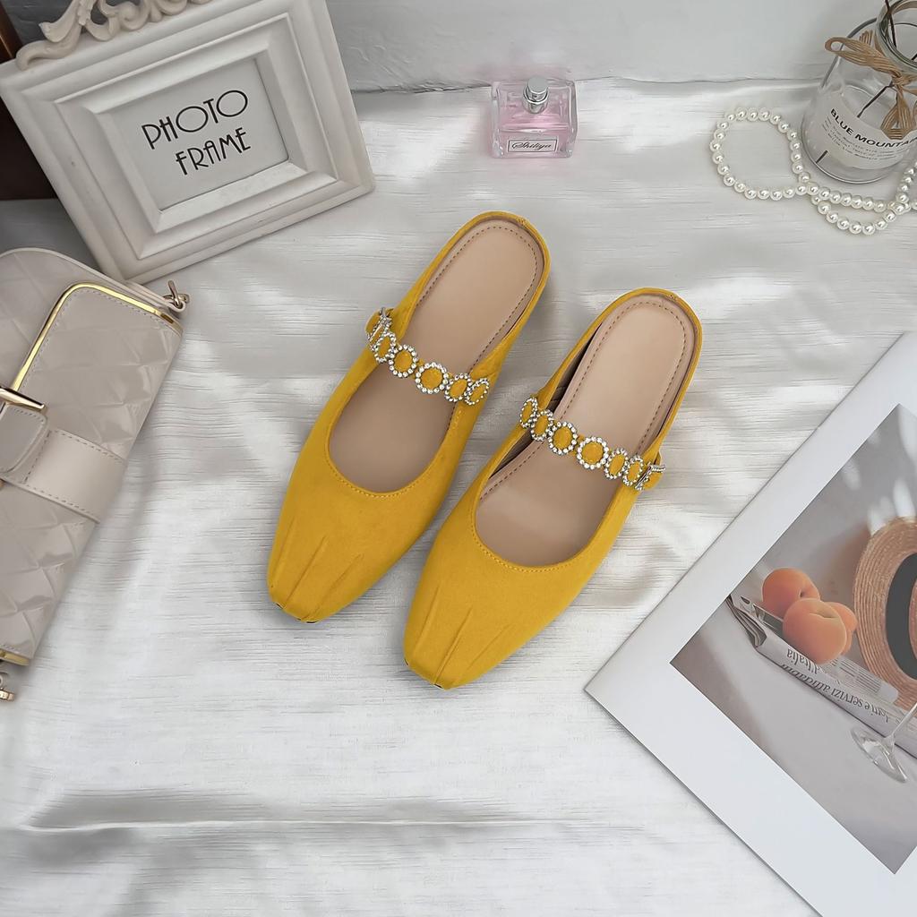 Baotou cool slippers women's summer outer wear wrinkles inner height increase thick-soled Muller shoes women's small thick-soled height increase singl
