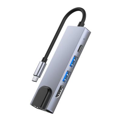 5-in-1 USB C Hub Multi-function Type C Docking Station with 4K@30Hz H*M* USB3.0 USB3.0 RJ45 87W Power Delivery Ports for Laptops Tablets Smartphones