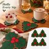Christmas Holly Leaf Wooden Set of 4 for Holiday Dining Table Decorations