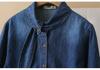 2026 Spring Plus Size Flowy Collar Denim Shirt for Women - Long Sleeve Slimming Jacket Fashion Top
