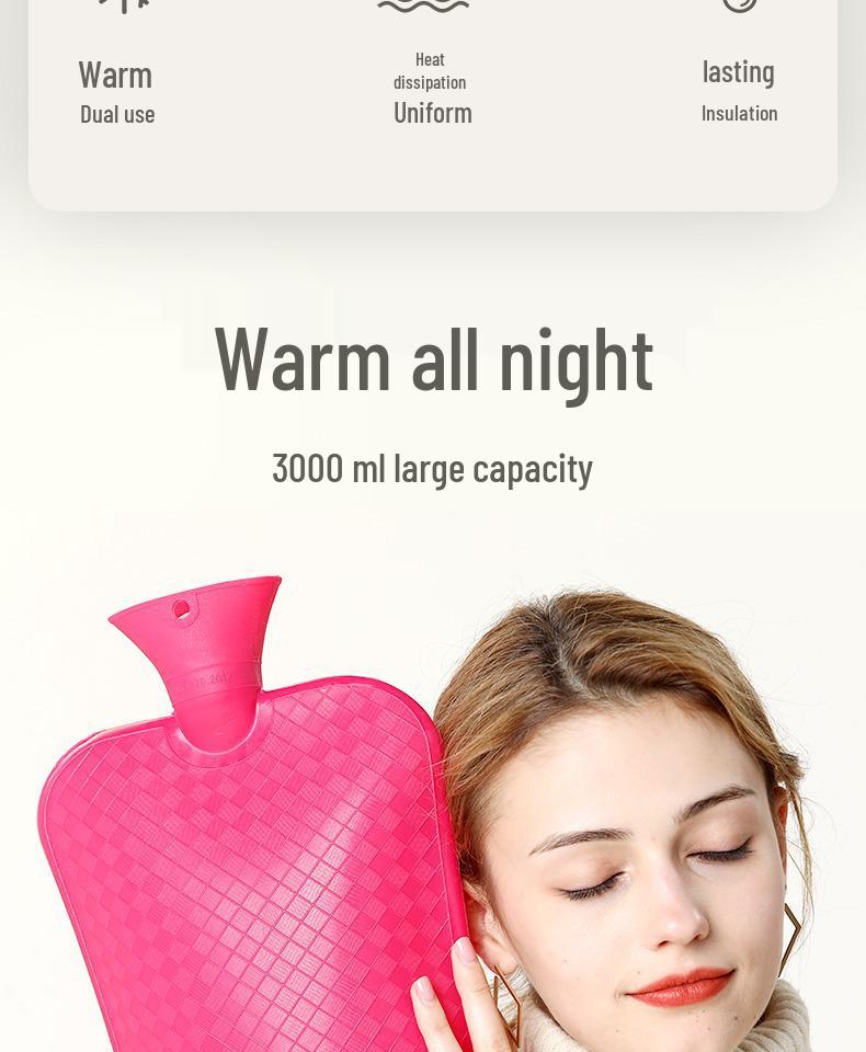Extra Large 3000ml PVC Hot Water Bag - Warm Bedding and Foot Warmer