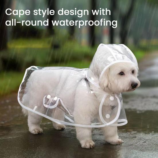 Waterproof Dog Raincoat Hooded Pet Rain Coat Poncho Transparent Dog Rain Jacket with Leash Hole for Puppy Small Medium Large Dogs