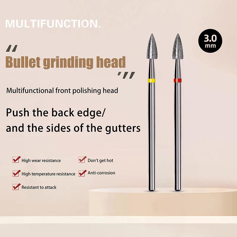 Nail Drill Bits 3/32'' Bullet Head Nail Bits Electric Milling Cutter For Manicure Rotary Cuticle Clean Nail Tools