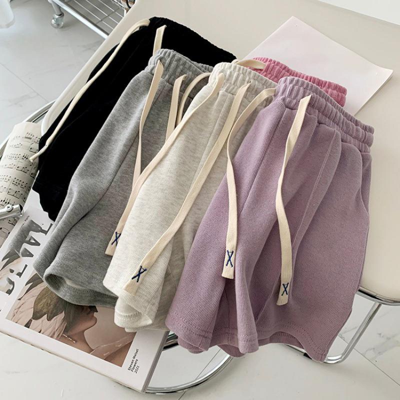 Summer Shorts Women Elasticity Lovely Girls Korean Style Sweet Students Harajuku Simple Pure Gray Trousers Female