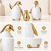 Stylish Ceramic Penguins Statue Collection 3Pcs Art Sculpture Bird Family Statue For Housewarming Wedding Gift