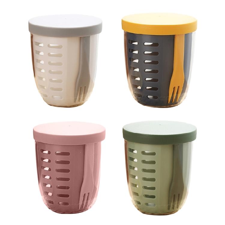 Single 600ml Salad Bowl with Detachable Fork Strainers Basket Kitchen Supplies